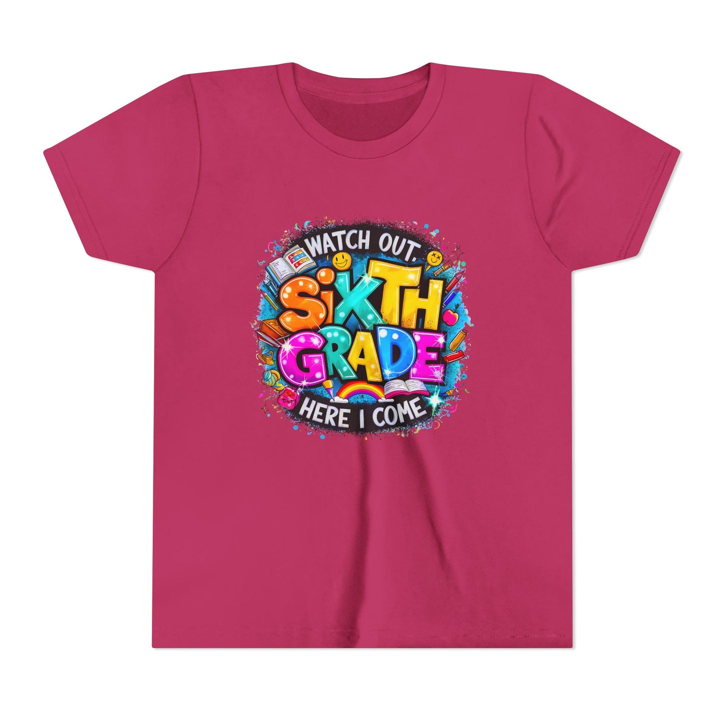 Youth Tee — "Watch Out Sixth Grade Here I Come" Back-to-School Graphic Shirt
