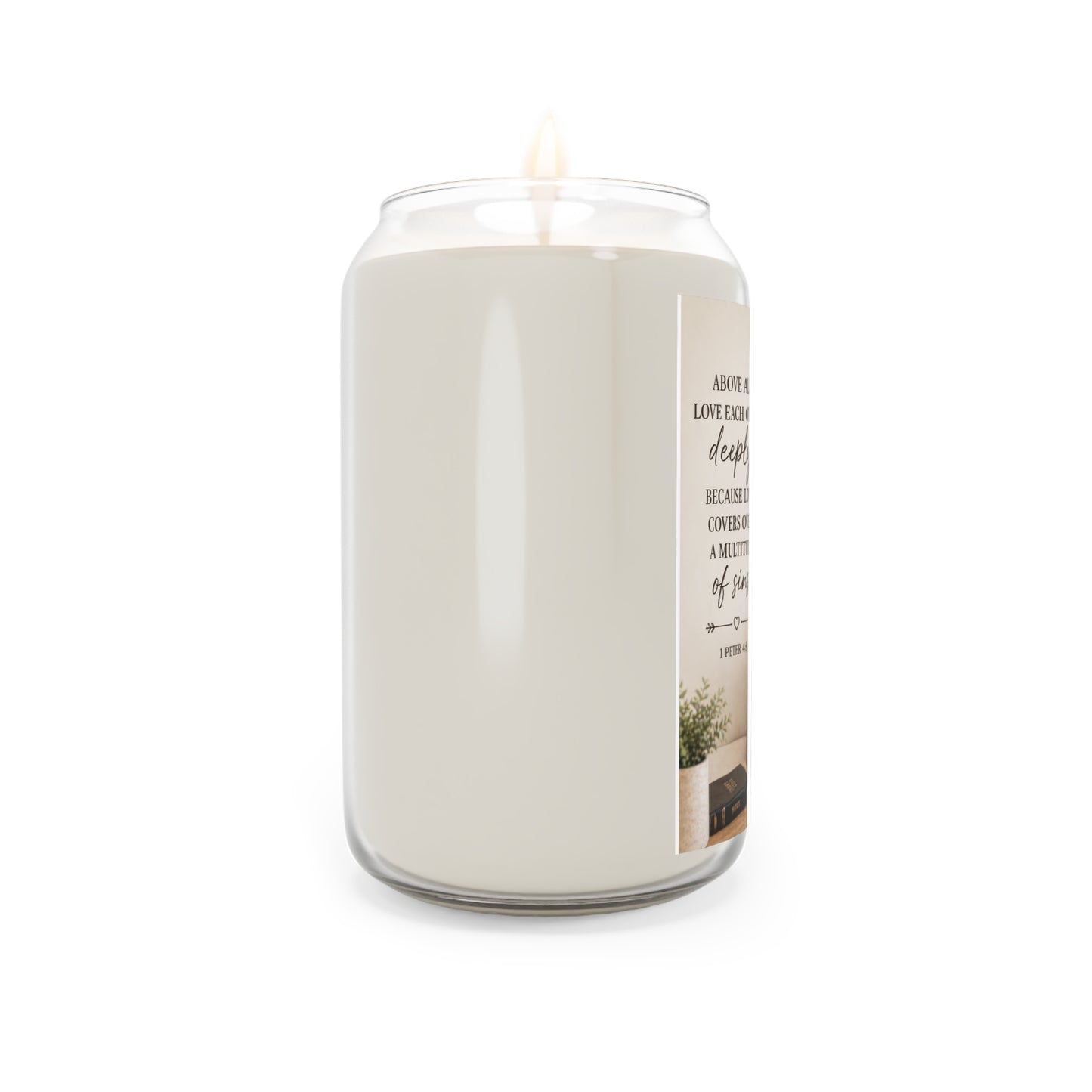 Scented Soy Candle — "Above All, Love Each Other Deeply" Inspirational Verse (13.75 oz)
