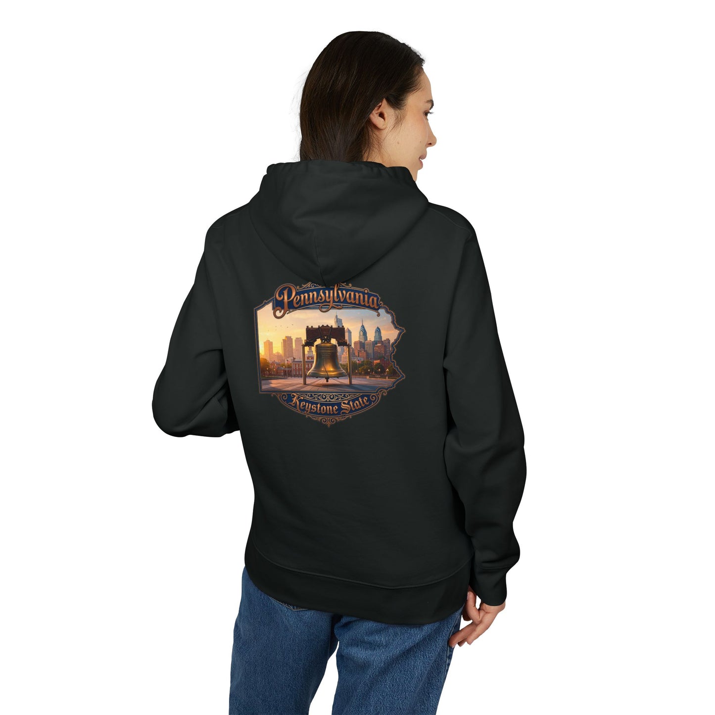 Pennsylvania Keystone State Hoodie — Liberty Bell Skyline Graphic