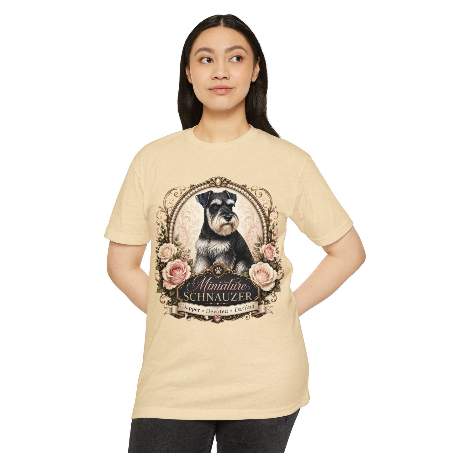 Miniature Schnauzer Floral Portrait T-Shirt