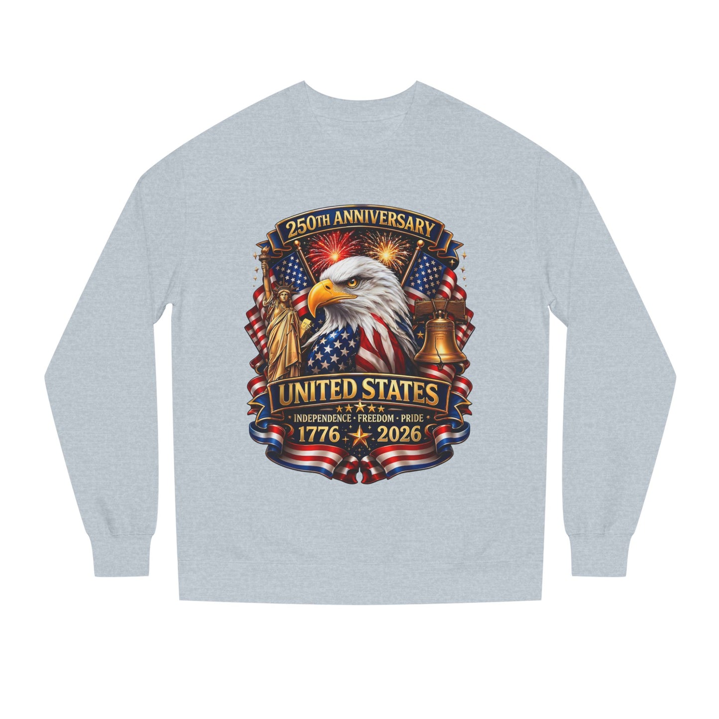 250th Anniversary United States Crewneck Sweatshirt — Eagle & American Flag 1776–2026