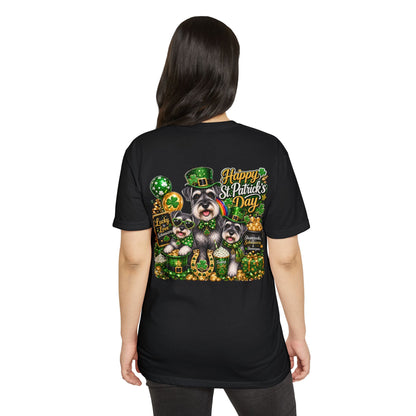 St. Patrick's Day Schnauzer T-Shirt — "Happy St. Patrick's Day" Lucky Dogs Tee