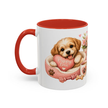 Puppy Love Coffee Mug — Cute Dog Heart Accent Mug (11/15oz)