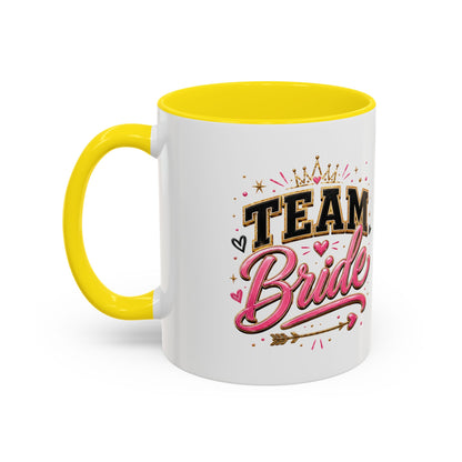 Team Bride Accent Coffee Mug — Pink & Gold Bachelorette Bridal Shower Gift (11/15 oz)