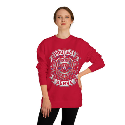 Protect & Serve Sweatshirt — Police Badge Crewneck