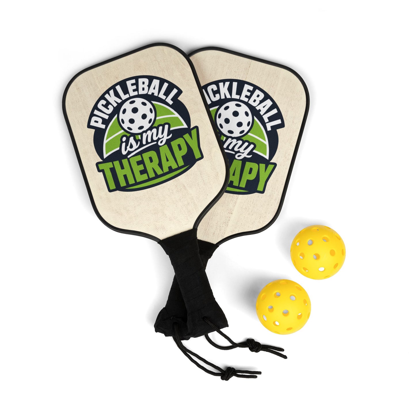 Pickleball Paddle Set – “Pickleball Is My Therapy” Paddle & Balls Kit