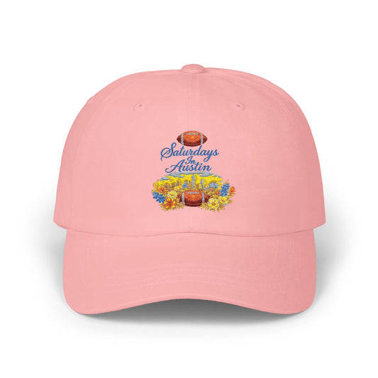 Dad Cap — “Saturdays Are For Austin” Embroidered Football & Sunflower Hat
