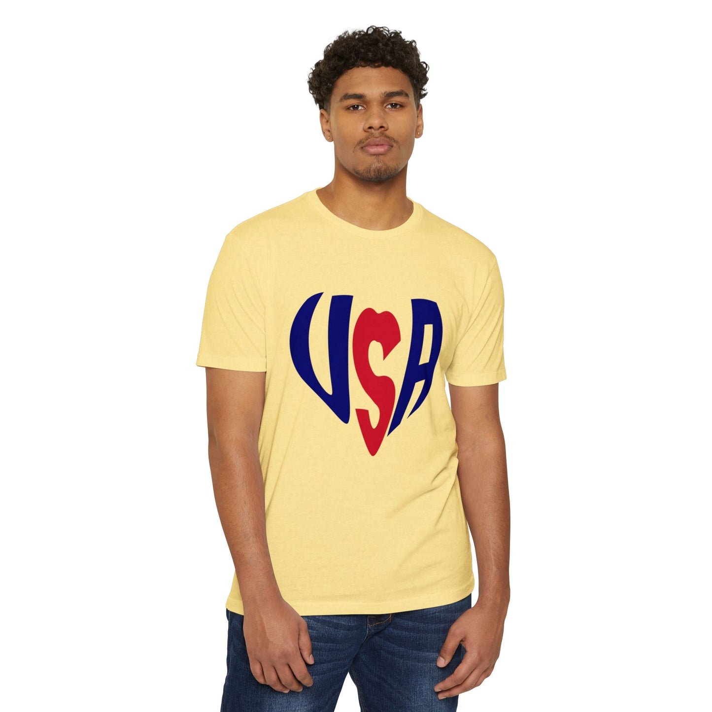 USA Heart T-Shirt — Patriotic Red & Blue Tee for 4th of July