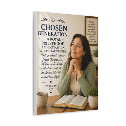 Stretched Canvas — "Chosen Generation" Inspirational Scripture Wall Art (1 Peter 2:9)