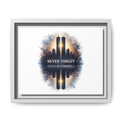 Never Forget Twin Towers Framed Canvas Print