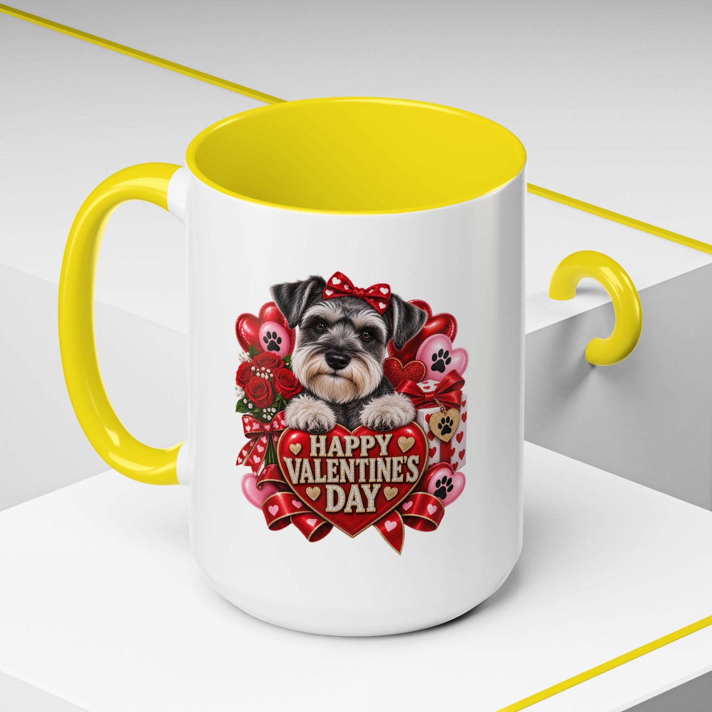 Valentine’s Day Dog Coffee Mug — "Happy Valentine’s Day" Accent Mug