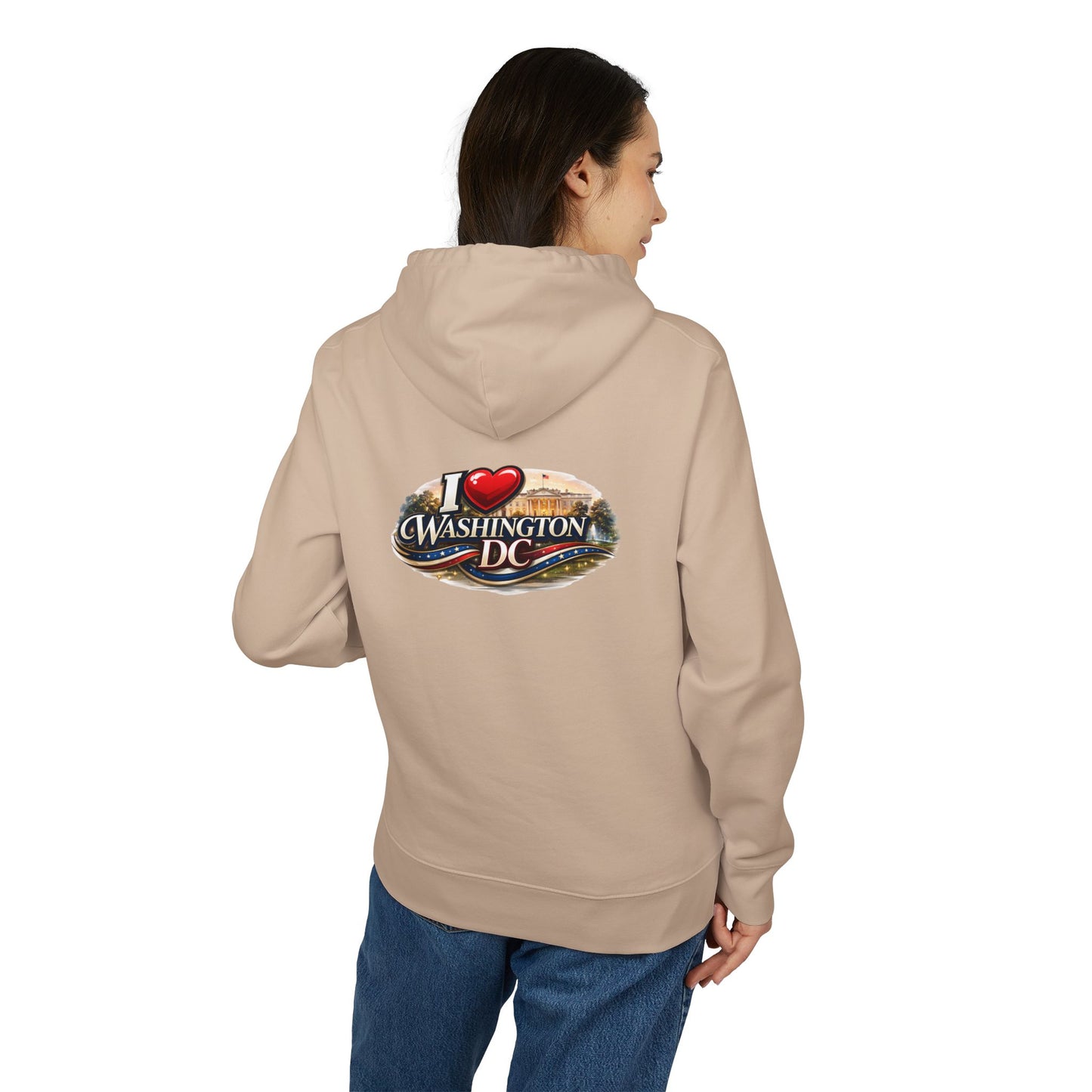 Washington DC Hoodie - "I  Washington DC" Tourist Sweatshirt, Capital Landmark Travel Souvenir