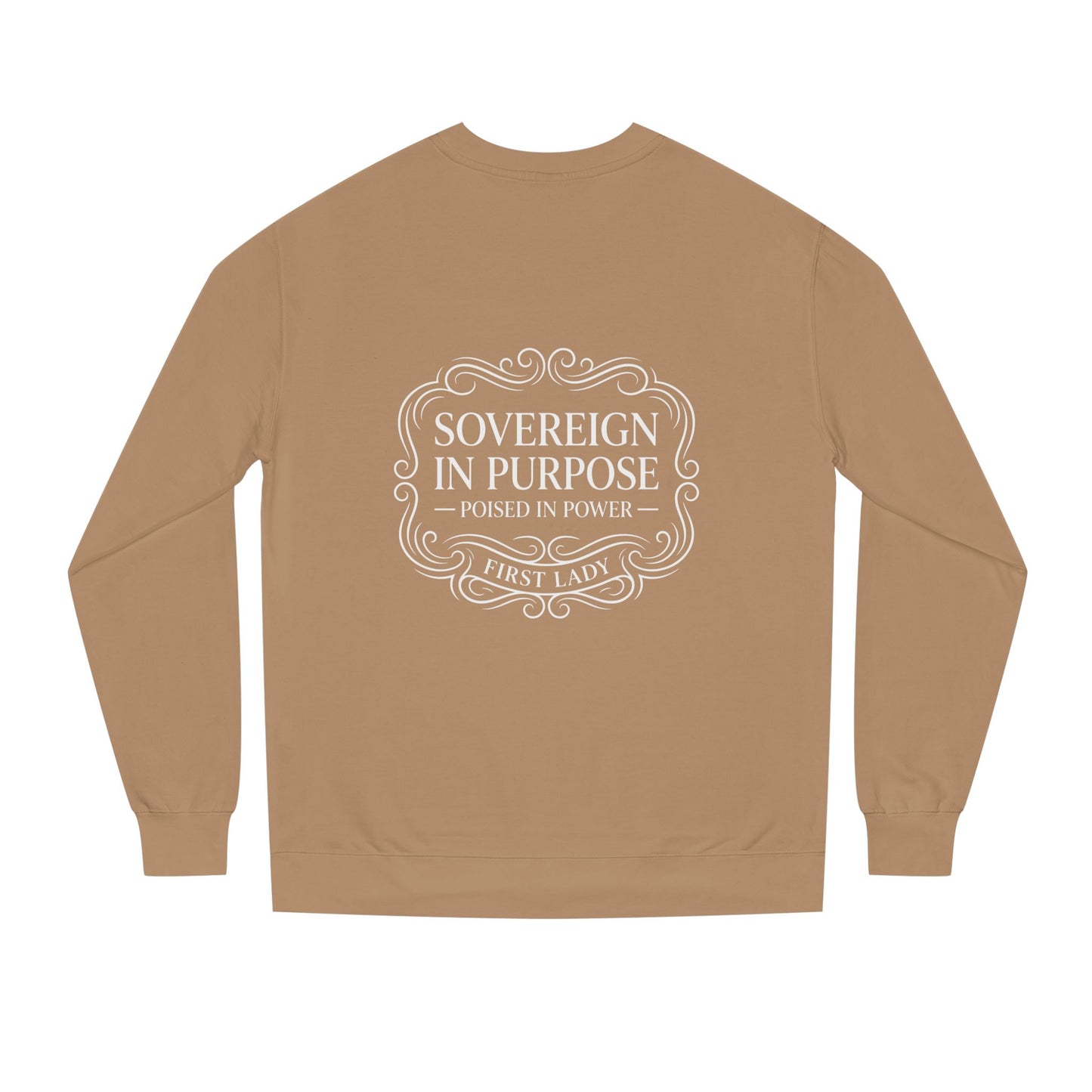 White Crewneck Sweatshirt — Subtle Embossed 'Nowhere to Be Found' Minimal Design