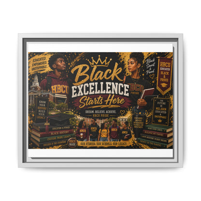 Black Excellence Starts Here Framed Canvas