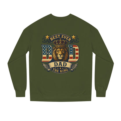 Best Ever Dad Crewneck Sweatshirt — "Dad The King" Lion Patriotic Fathers Day Gift