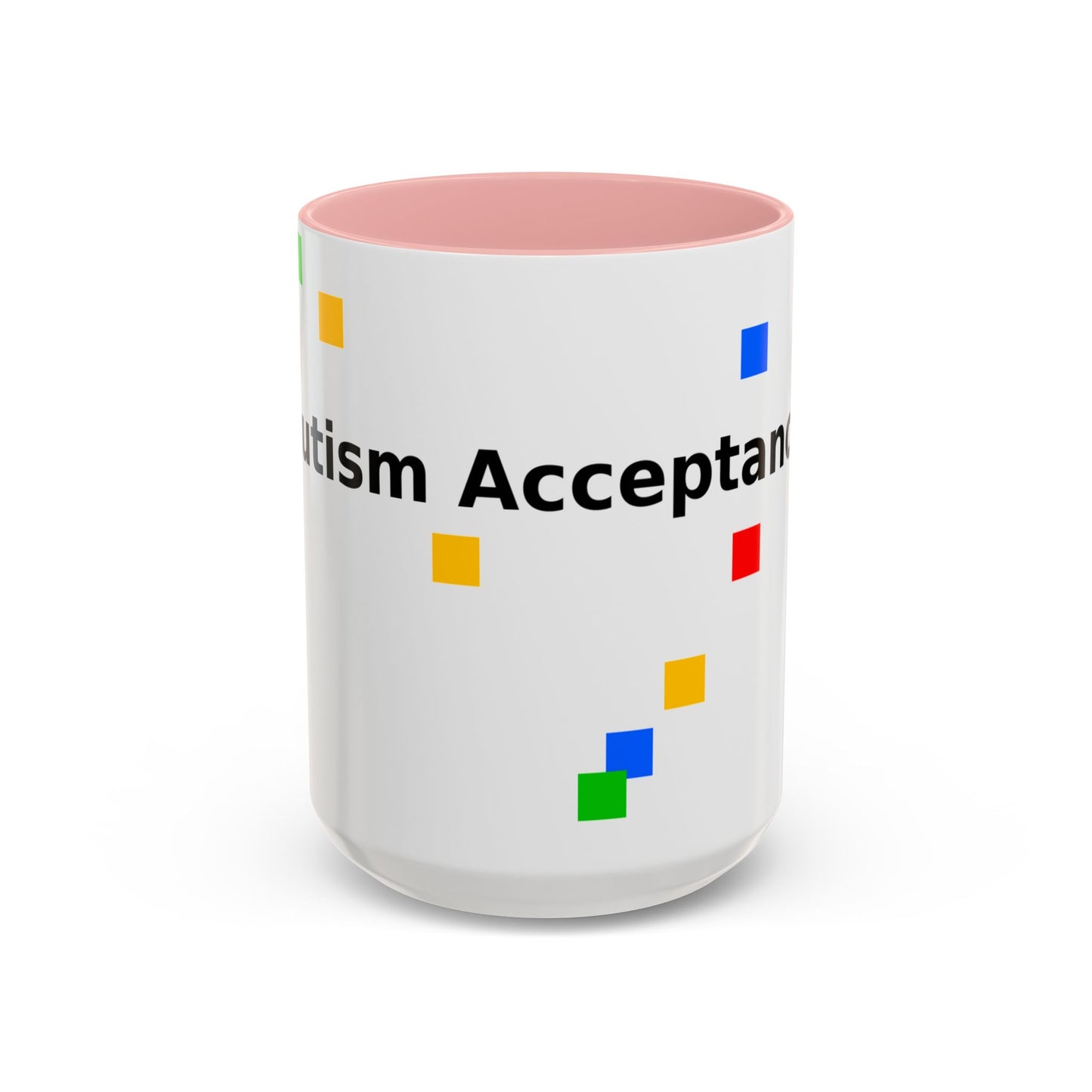 Autism Acceptance Accent Coffee Mug – Colorful Puzzle Square Design (11/15 oz)