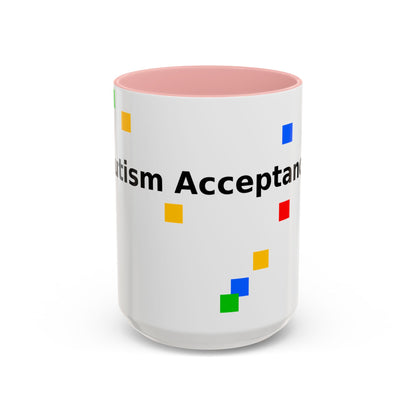 Autism Acceptance Accent Coffee Mug – Colorful Puzzle Square Design (11/15 oz)