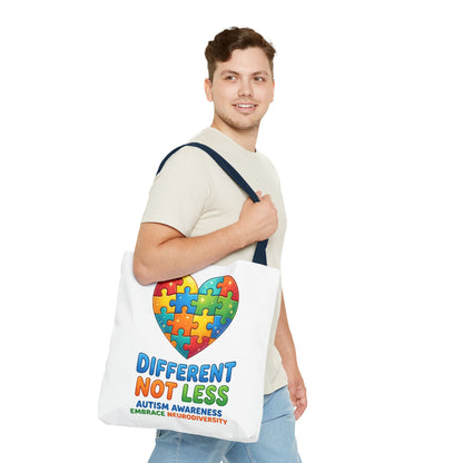Autism Awareness Tote — "Different Not Less" Puzzle Heart