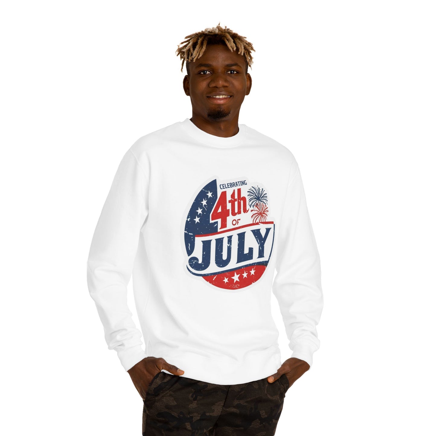 4th of July Crewneck Sweatshirt – Patriotic Fireworks Independence Day Pullover