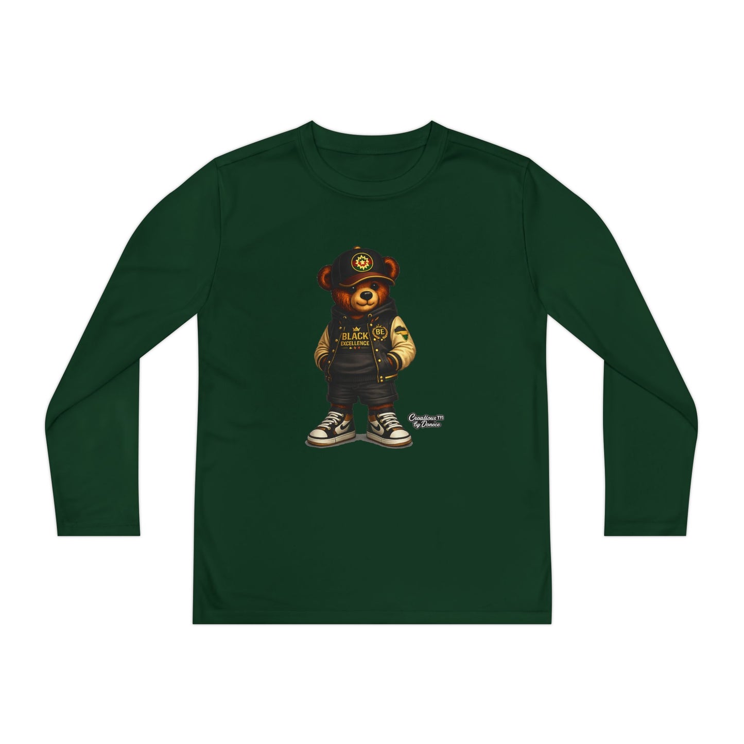 Youth Bear Police Officer Long Sleeve Tee — Cute Cop Bear Graphic Shirt