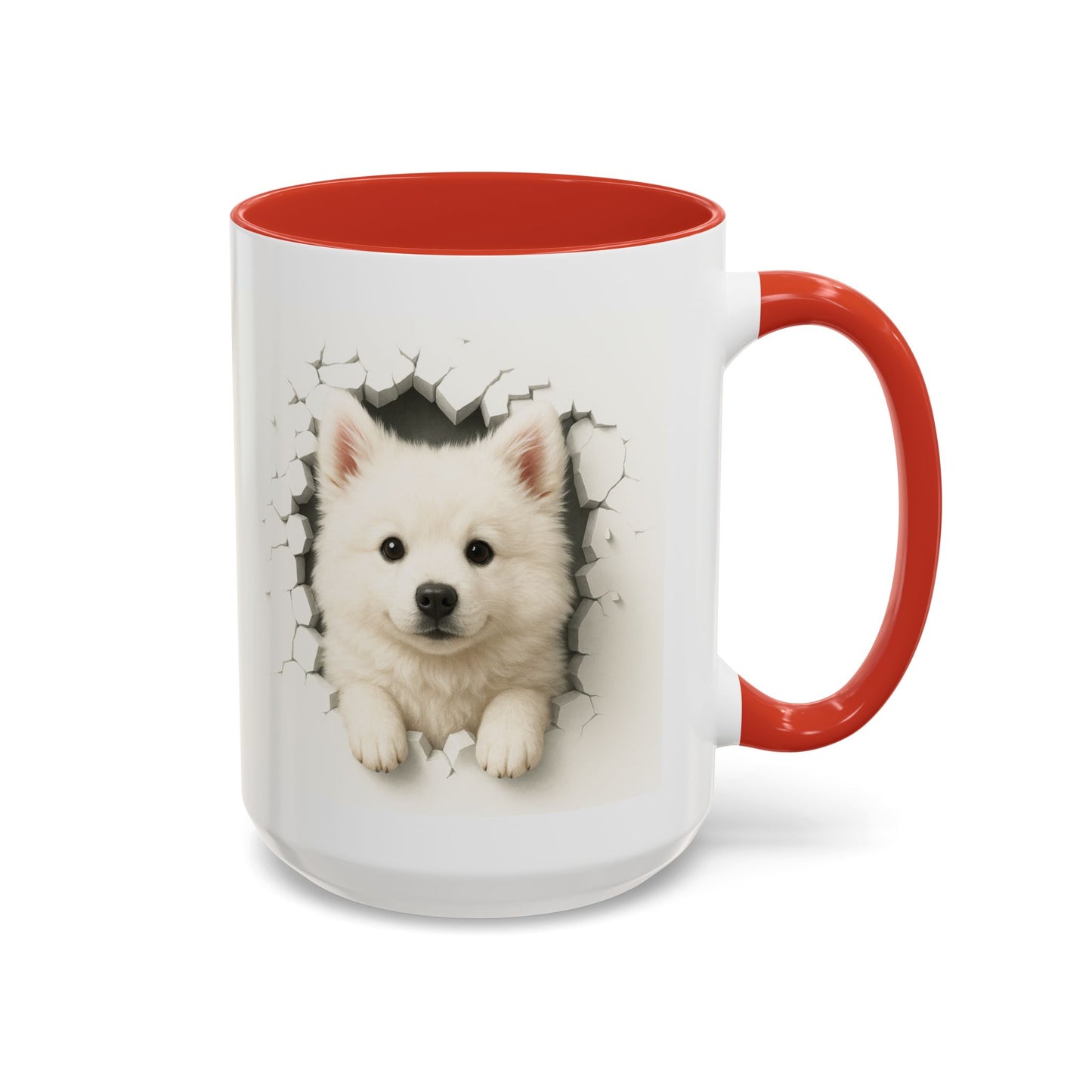 White Samoyed Puppy Accent Coffee Mug — Cute Dog Breakthrough Design (11/15 oz)