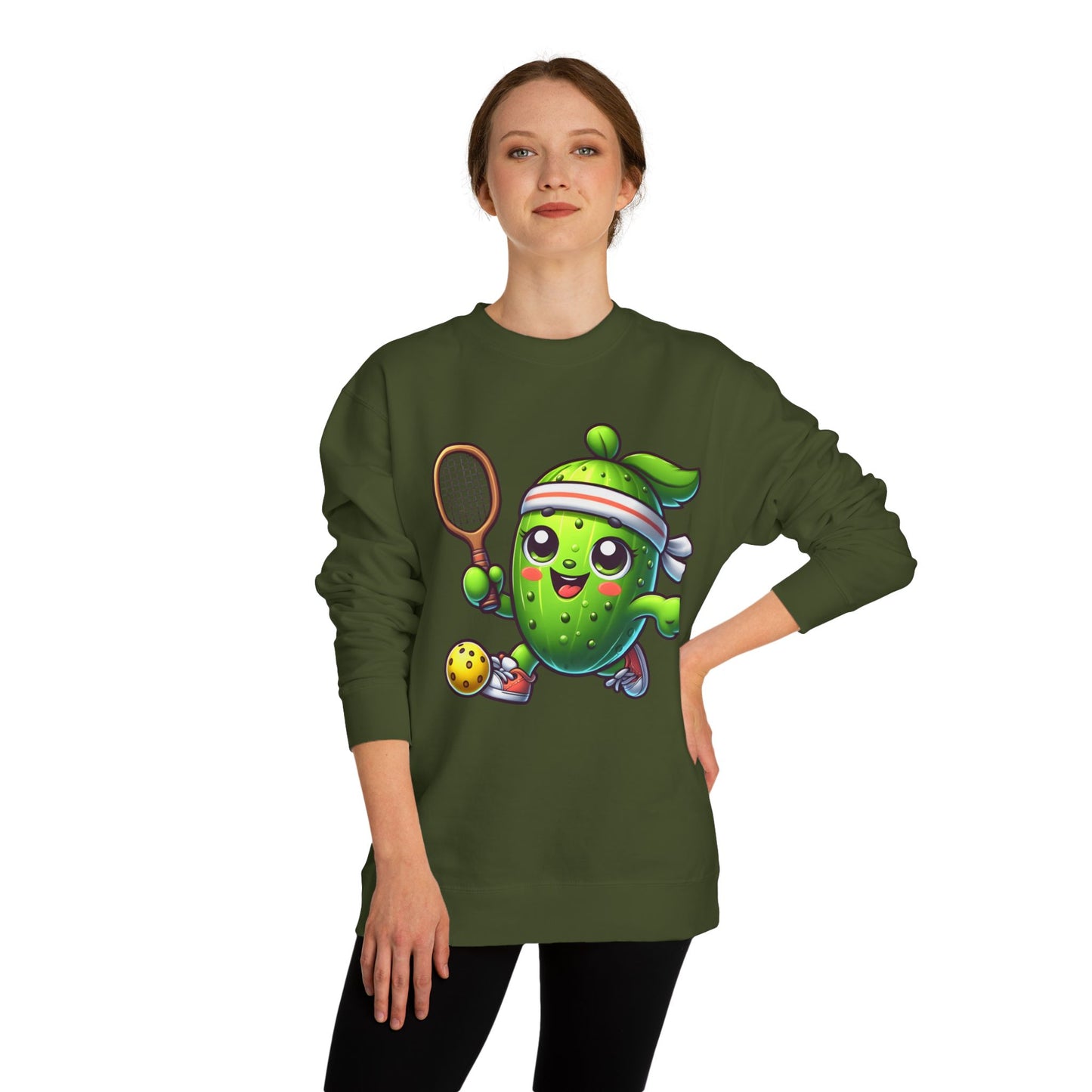 Pickleball Avocado Sweatshirt — Cute Cartoon Pickleball Player Crewneck