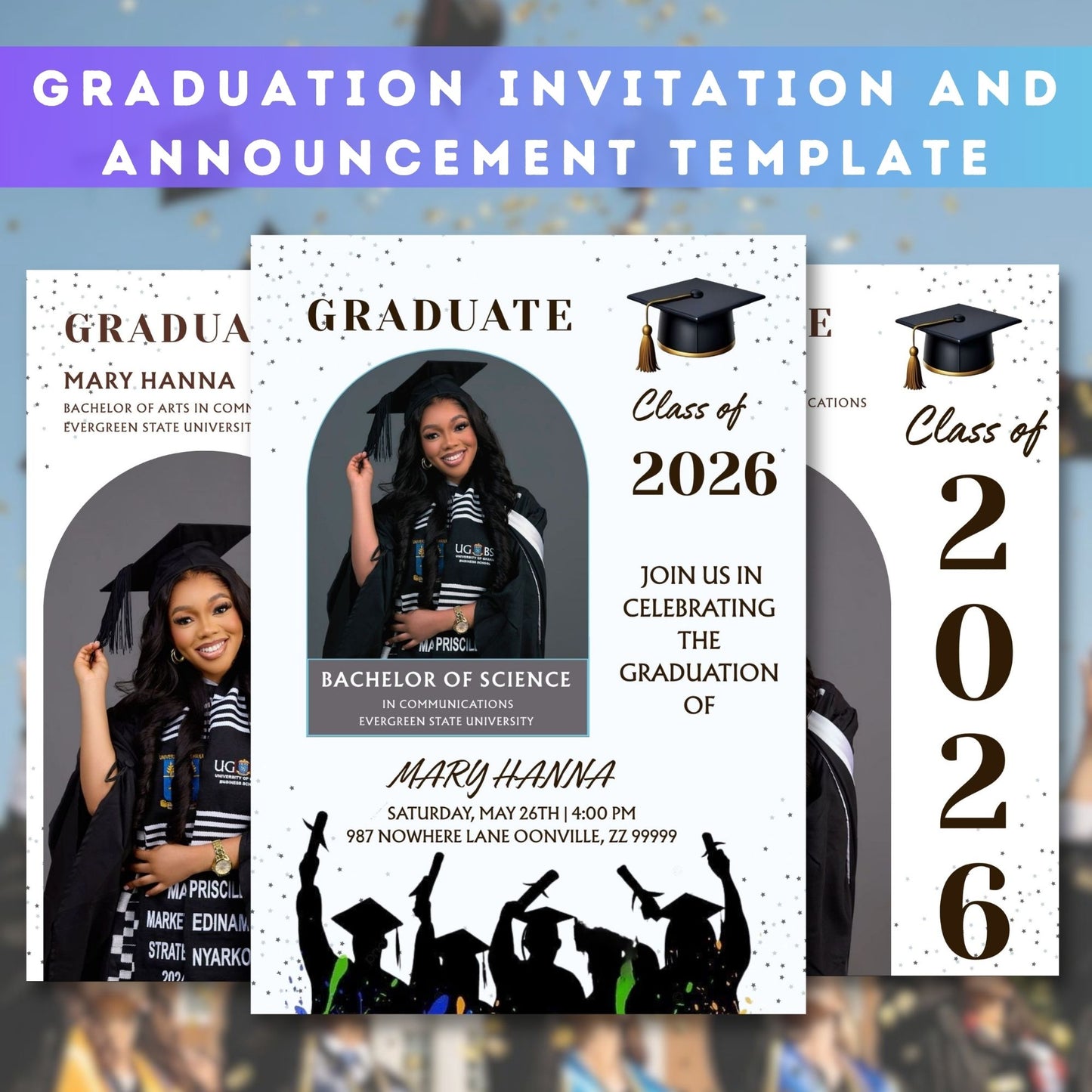 Graduation Invitation & Announcement Template | Editable Digital Grad Party Invite