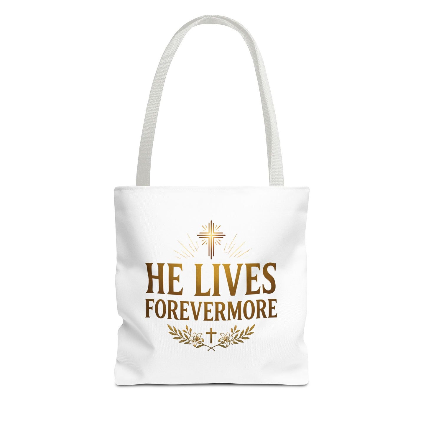 He Lives Forevermore Tote Bag – Christian Faith Cross Easter Canvas Tote