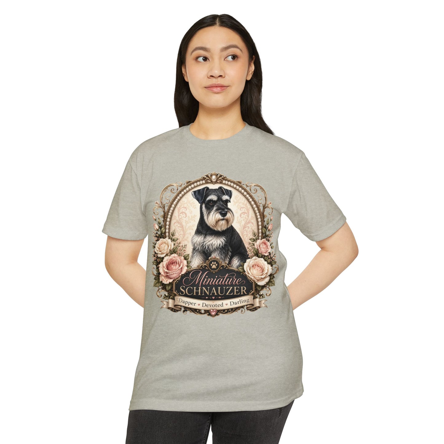 Miniature Schnauzer Floral Portrait T-Shirt