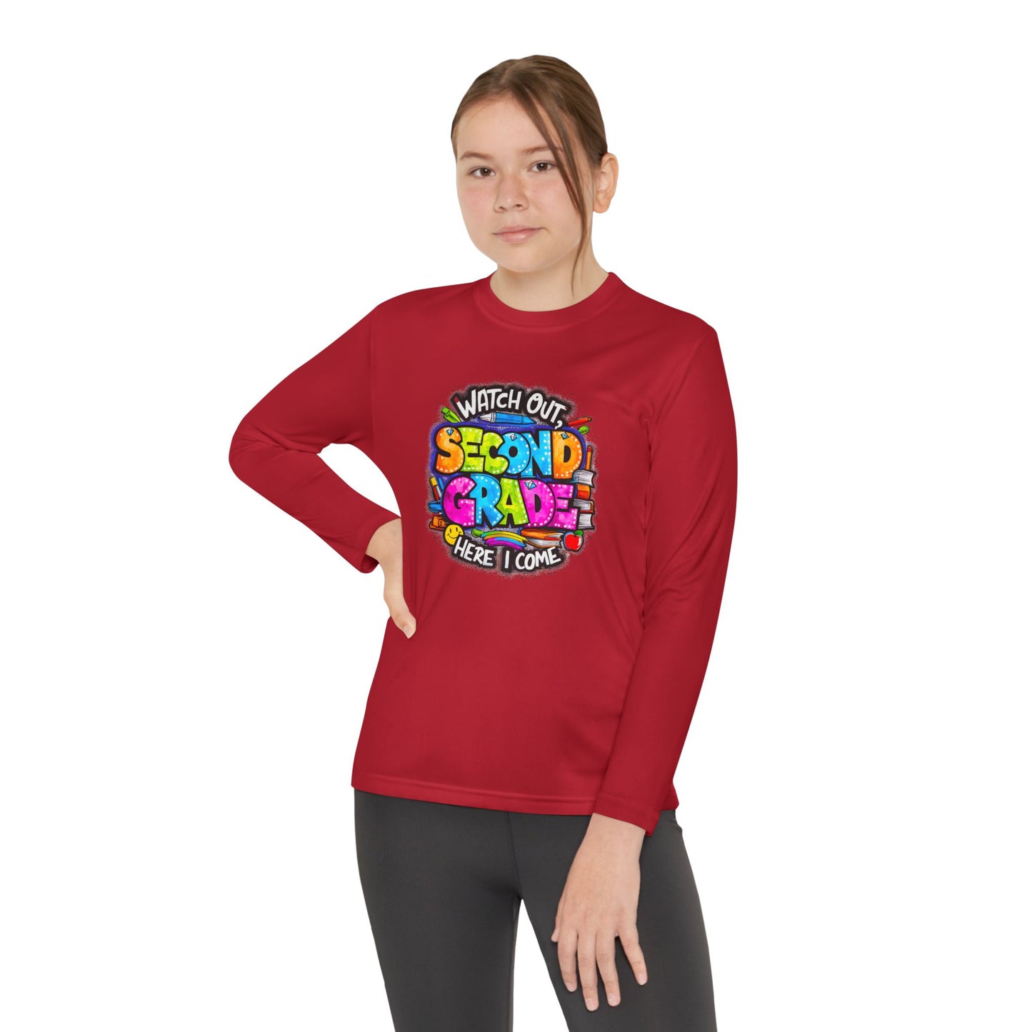 Second Grade Long Sleeve Tee — "Watch Out Second Grade Here I Come" Youth Shirt