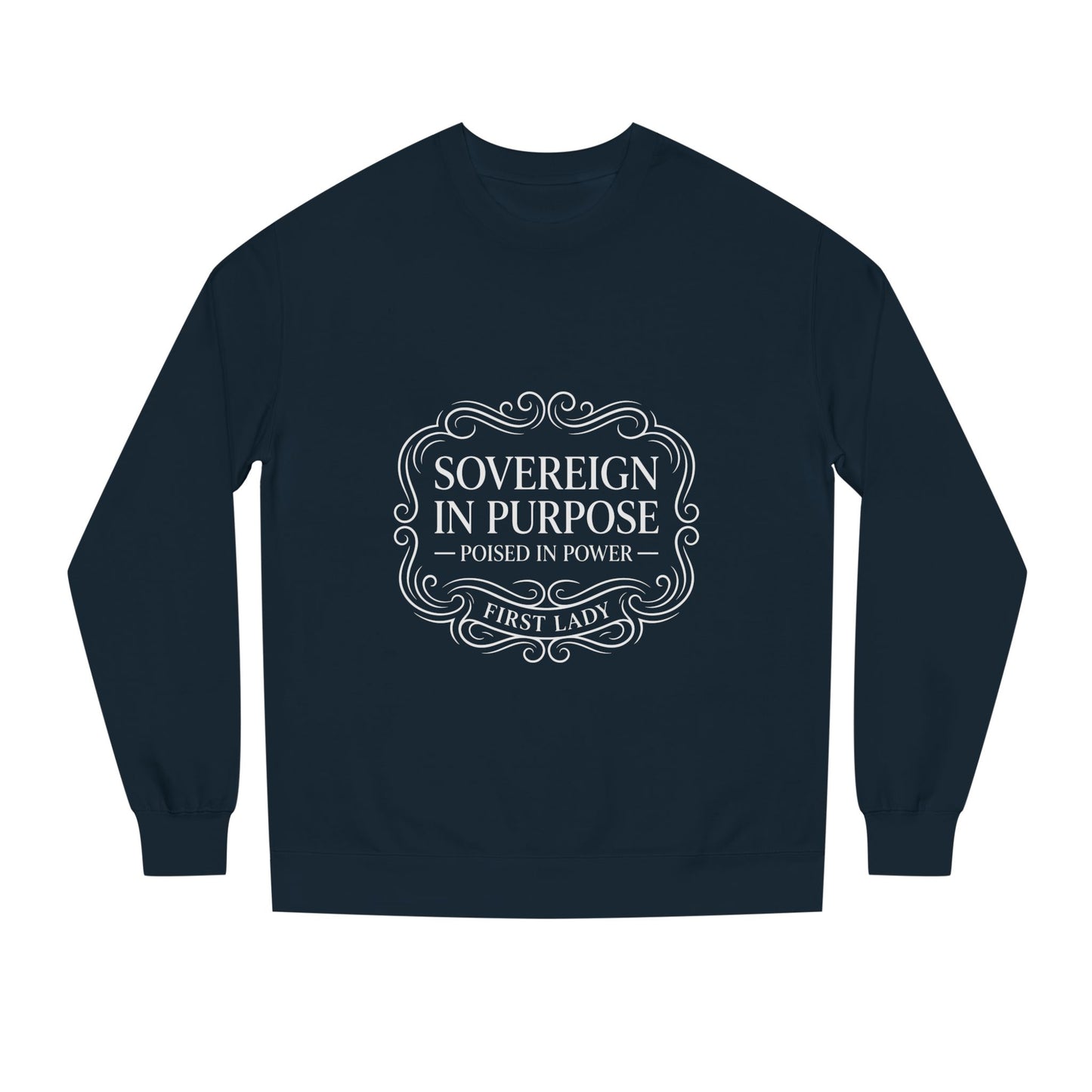 White Crewneck Sweatshirt — Subtle Embossed 'Nowhere to Be Found' Minimal Design
