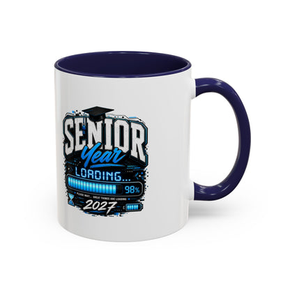 Senior Year Loading 2027 Accent Coffee Mug — Graduation Gift Cup (11/15oz)