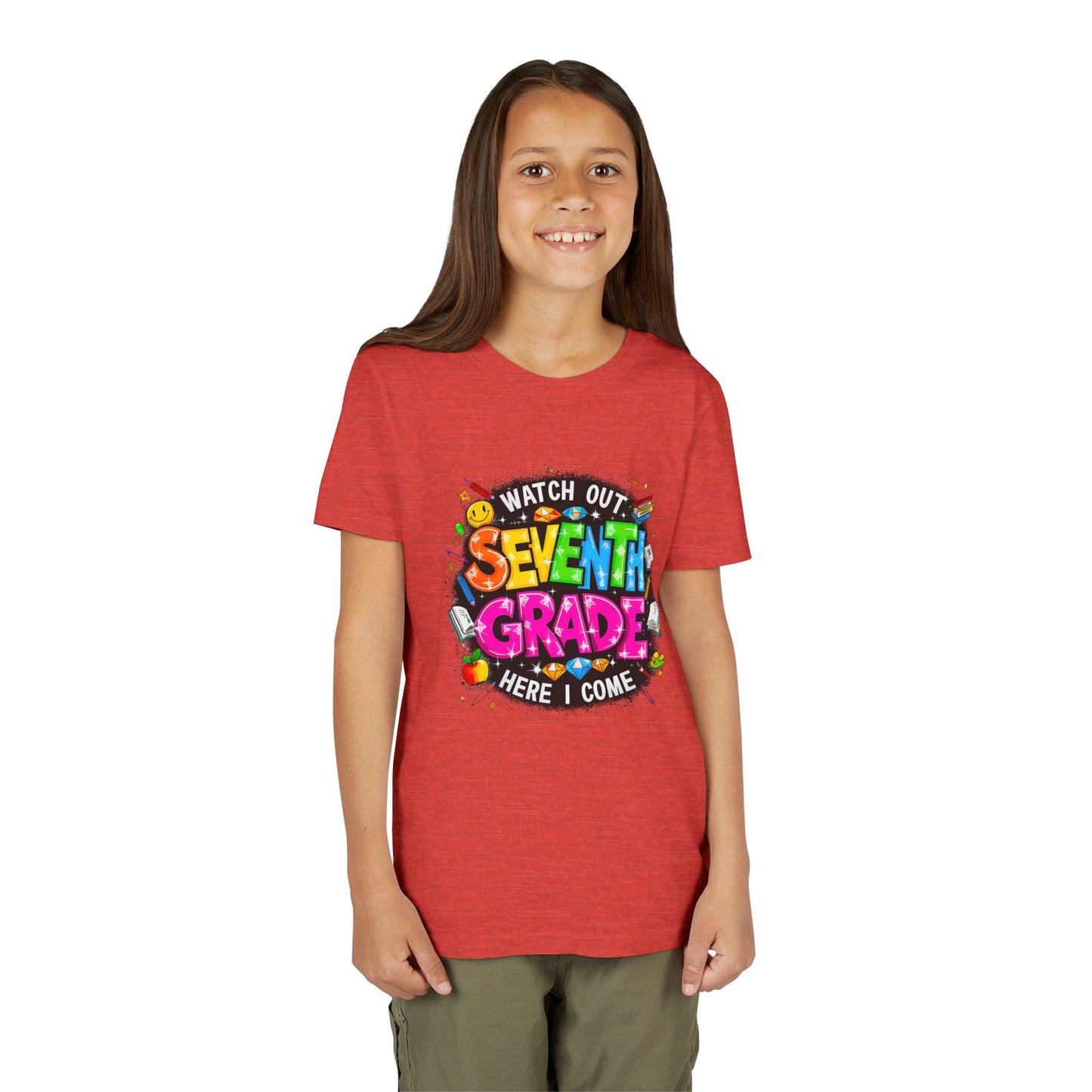 Seventh Grade Kids T-Shirt – “Watch Out Seventh Grade Here I Come” Back-to-School Tee