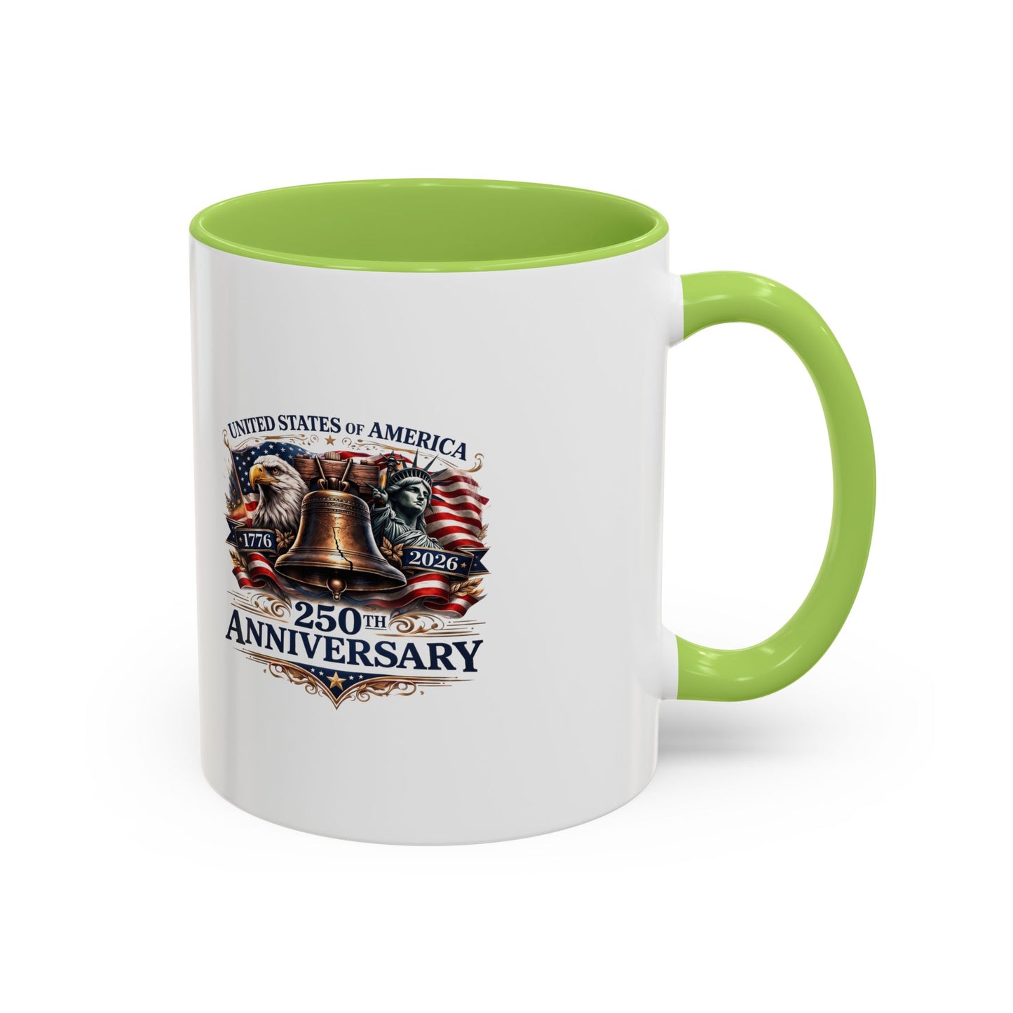 250th Anniversary Accent Coffee Mug — Patriotic United States Bell & Eagle Design (11/15 oz)