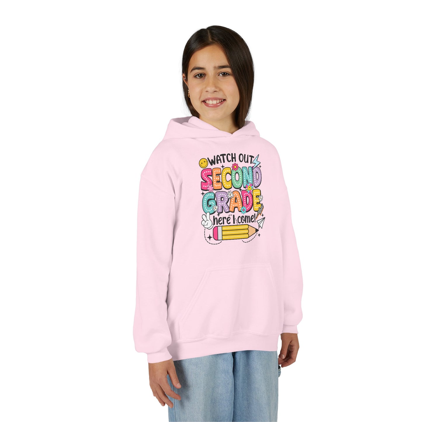Second Grade Hoodie - "Watch Out Second Grade Here I Come" Back-to-School Kids Sweatshirt