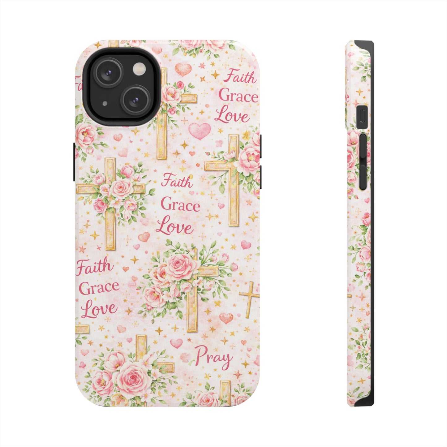 Faith Grace Love Cross Phone Case | Christian Floral iPhone Case