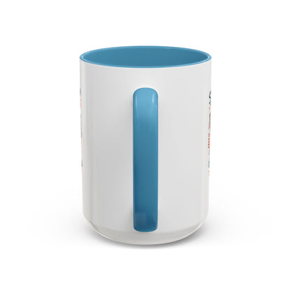 Dad Coffee Mug — Patriotic "DAD" Design with Loving, Hardworking, Protector Keywords (11/15oz Accent Mug)