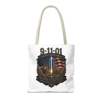 9·11 Memorial Tote Bag — We Will Never Forget Tribute Tote