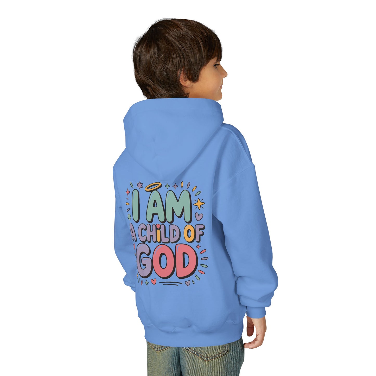 Youth Hoodie — "I Am a Child of God" Inspirational Kids Hooded Sweatshirt