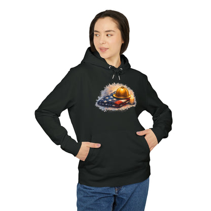 9/11 Never Forget Hoodie — Firefighter Helmet & Flag Tribute