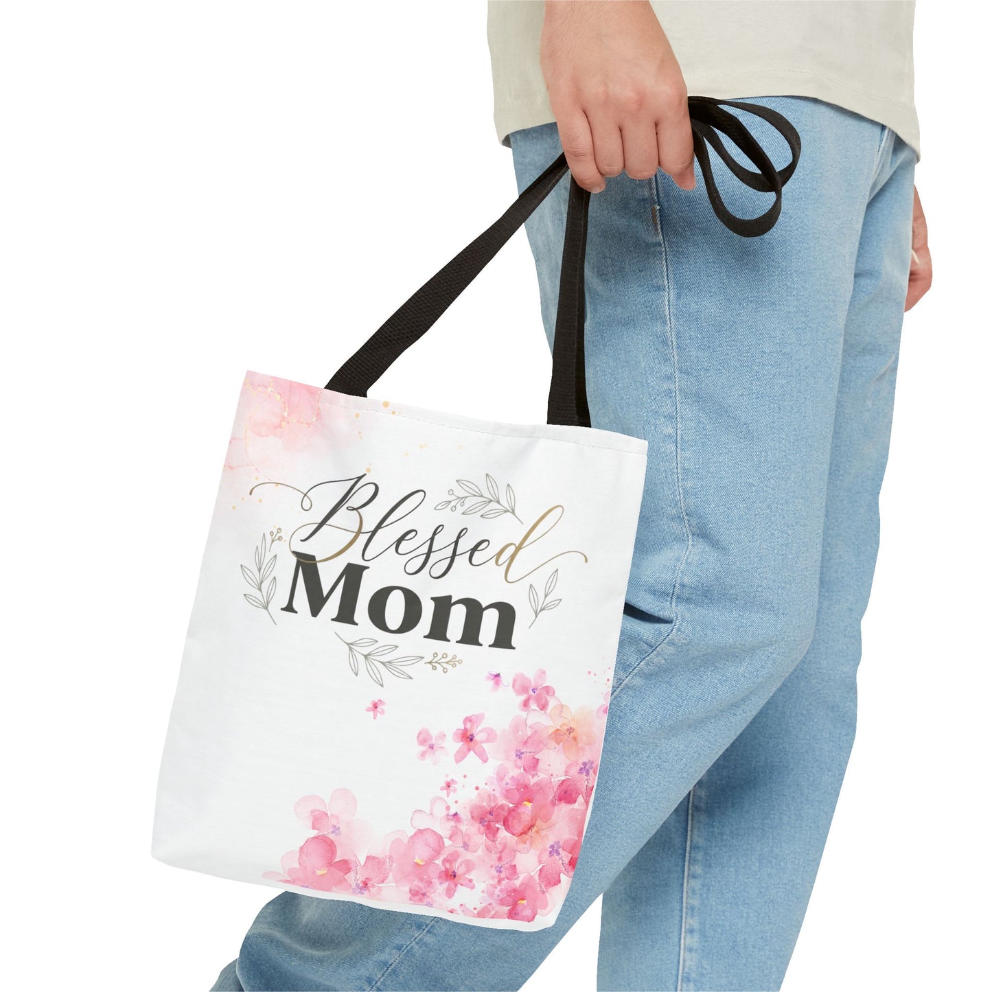 Blessed Mom Floral Tote Bag