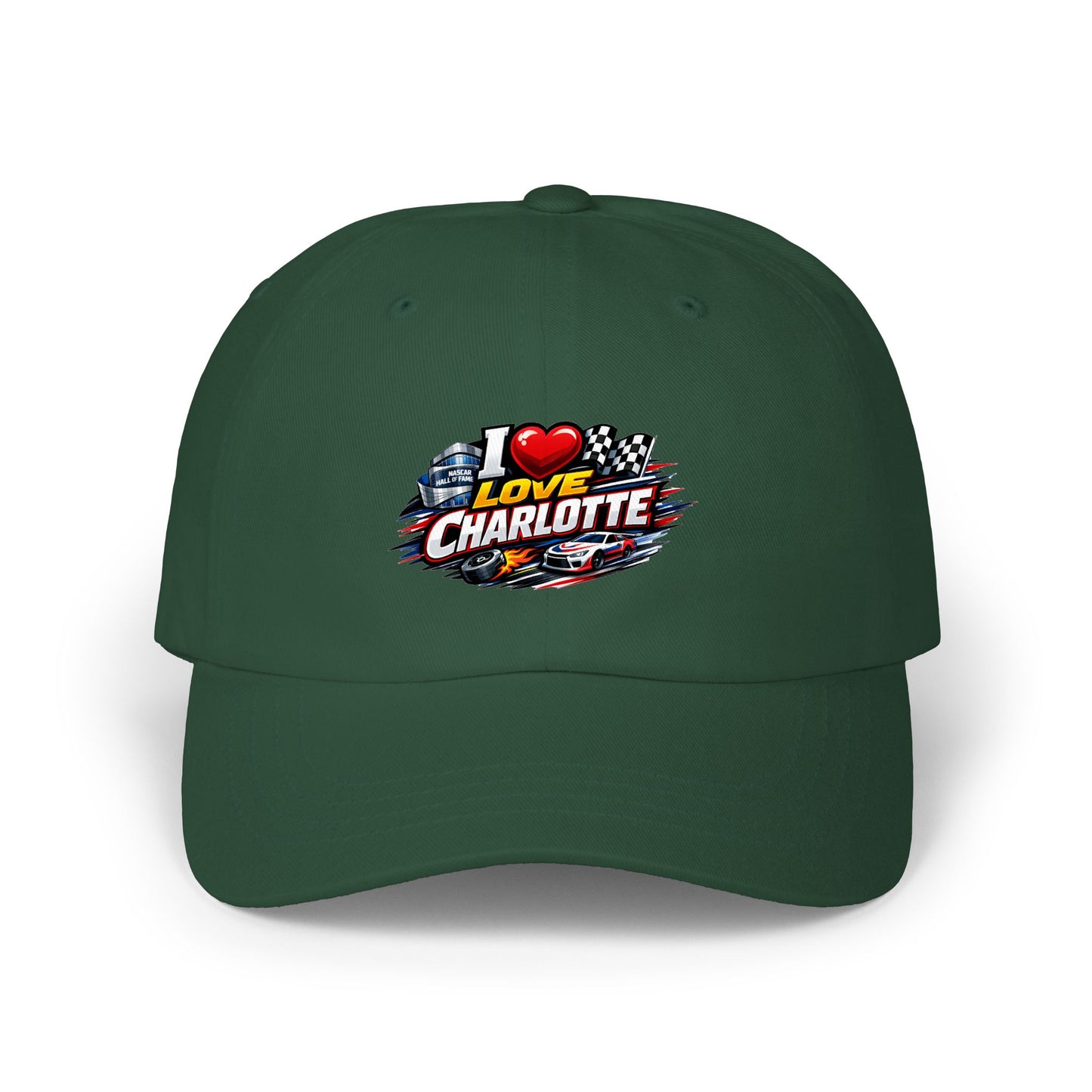 I Love Charlotte Dad Cap – Retro Racing Graphic Baseball Hat