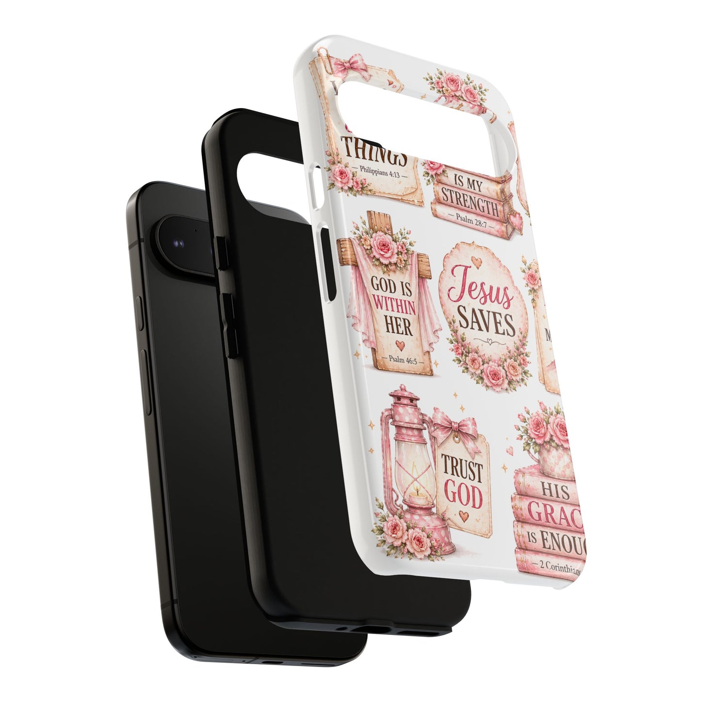 Faith Phone Case — 'Jesus Saves' Floral Christian Scripture iPhone Case