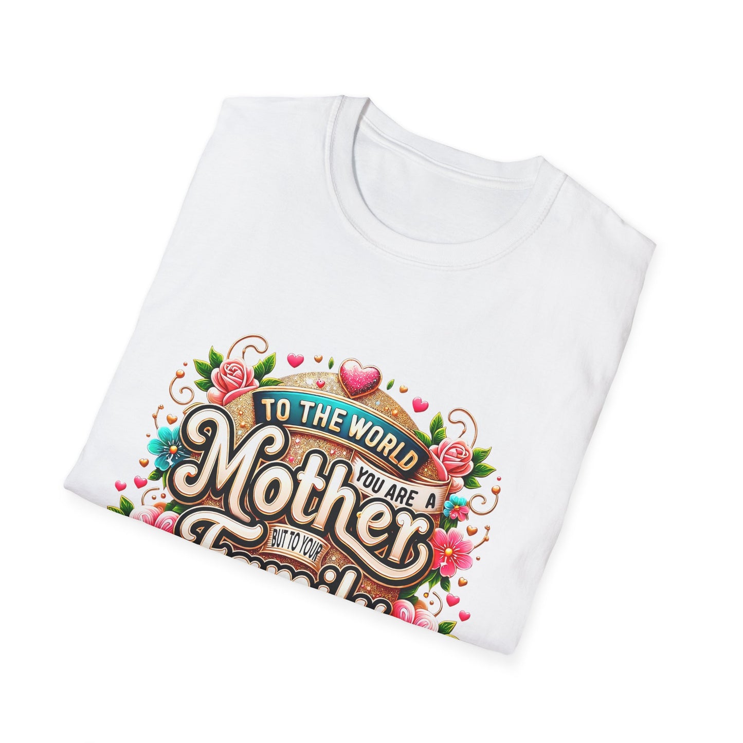 Mother You Are My World Floral T‑Shirt — Gift for Mom, Family Love Tee