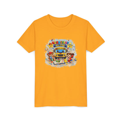 Youth Tee — "Headstart All-Star" Cute School Bus & Characters Back-to-School Shirt