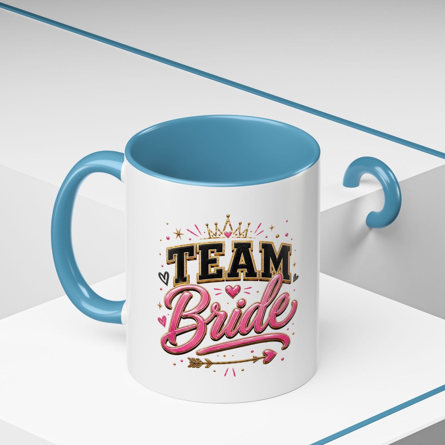 Team Bride Accent Coffee Mug — Pink & Gold Bachelorette Bridal Shower Gift (11/15 oz)