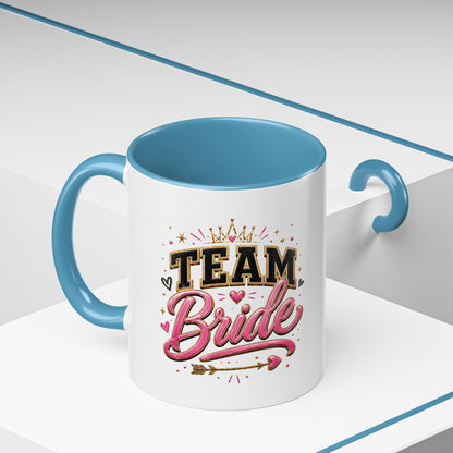 Team Bride Accent Coffee Mug — Pink & Gold Bachelorette Bridal Shower Gift (11/15 oz)