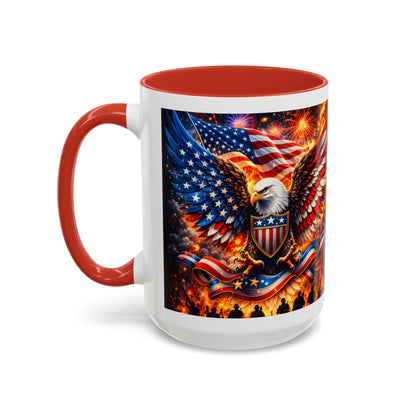 Patriotic Eagle Coffee Mug — American Flag Bald Eagle Accent Mug (11/15oz)