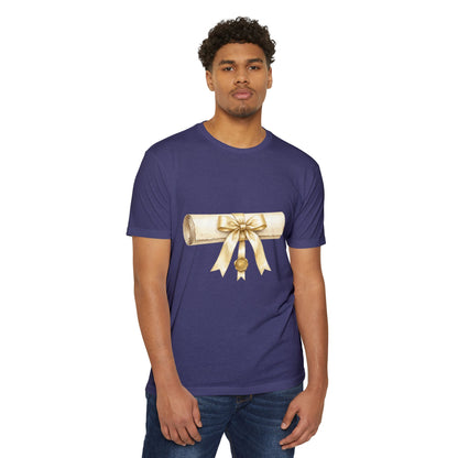 Graduation Scroll T-Shirt — Gold Ribbon Diploma Tee