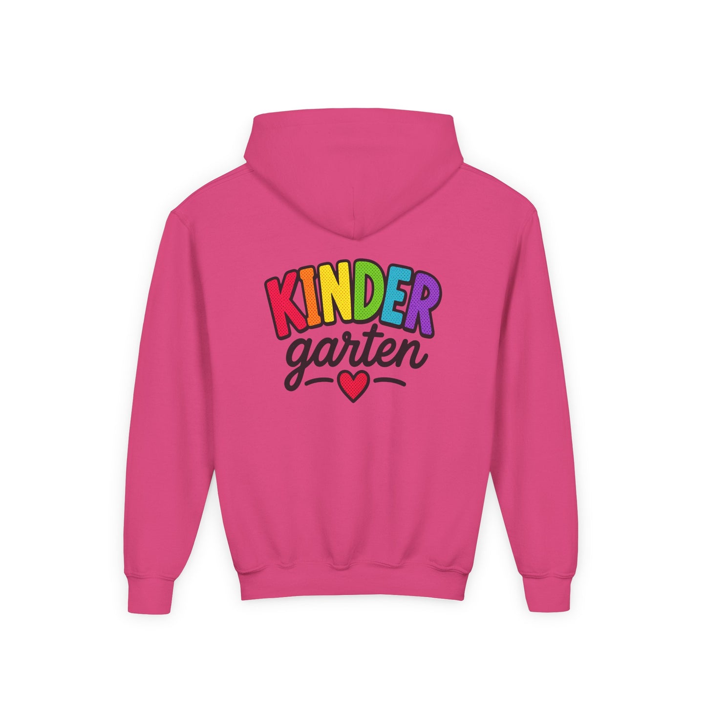 Kindergarten Kids Hoodie — Colorful Heart Graphic Back-to-School Sweatshirt
